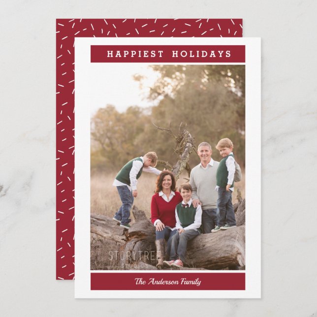 Custom Message |  Red | Holiday Christmas photo Invitation (Front/Back)