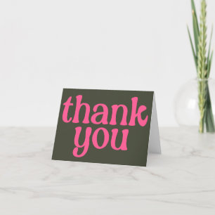 Custom Message Retro Pink Green Bridal Shower Thank You Card
