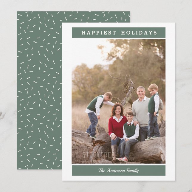 Custom Message |  Sage  | Holiday Christmas photo Invitation (Front/Back)