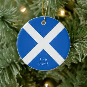Custom Message Scotland Flag Ceramic Ornament
