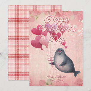 Custom Message Seal Animal Valentines Day Holiday Card