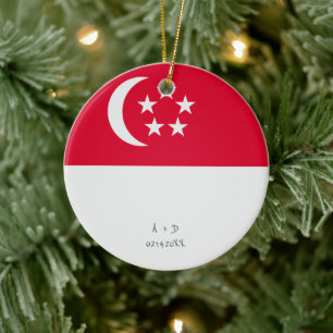 Custom Message Singapore Flag Ceramic Ornament