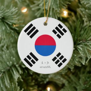 Custom Message South Korea Flag Ceramic Ornament