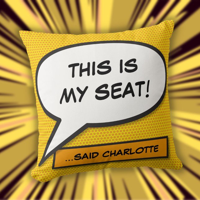 Custom Message Speech Bubble Fun Comic Book Cushion (Custom Message Speech Bubble Fun Comic Book Throw Pillow)