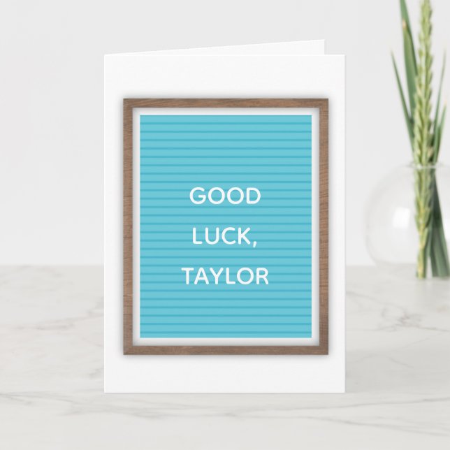 Custom Message Teal Felt Letterboard Marquee Sign Card (Front)