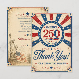 Custom Message Vintage America 250 1776–2026 Thank You Card
