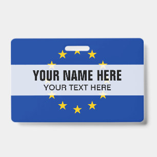 Custom metal clip badge with European Union flag ID Badge