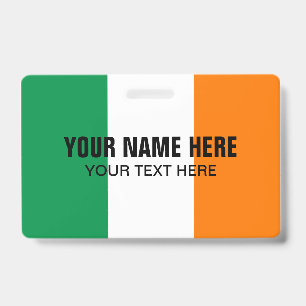 Custom metal clip badge with Irish flag logo ID Badge