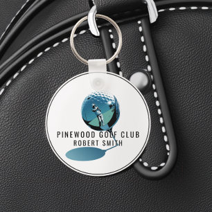 Custom Metal Golf Bag Tag, Personalized Round Name Key Ring