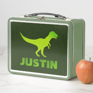 Custom metal lunch box with kid's dinosaur print
