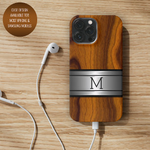 Custom Metal Modern Trendy Wood Grain Pattern iPhone 13 Mini Case