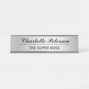 Custom Metal Silver Funny  Desk Name Plate
