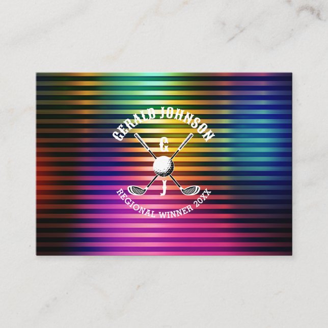 Custom Metallic Colourful Golf Monogram Design Business Card (Front)