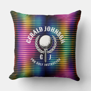 Custom Metallic Colourful Golf Monogram Design Cushion