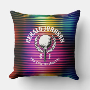 Custom Metallic Colourful Golf Monogram Design Cushion
