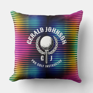 Custom Metallic Colourful Golf Monogram Design Cushion