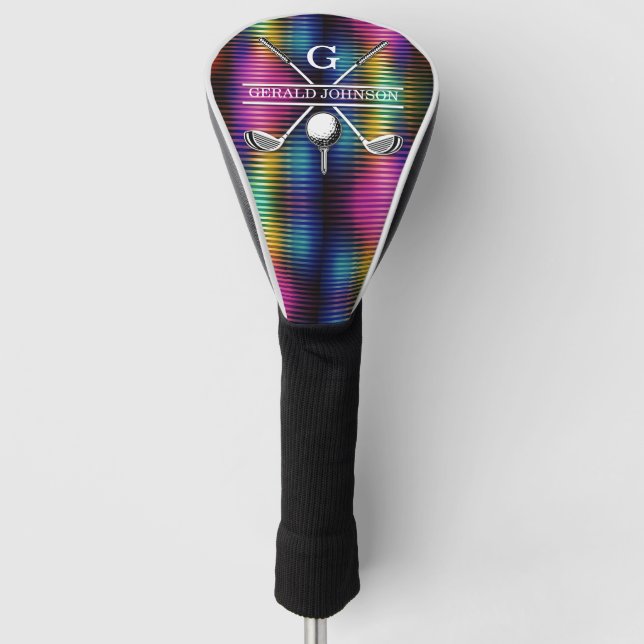 Custom Metallic Colourful Golf Monogram Design Head Cover (Front)