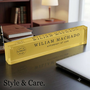 Custom Metallic Gold Name Plate for Lawyers