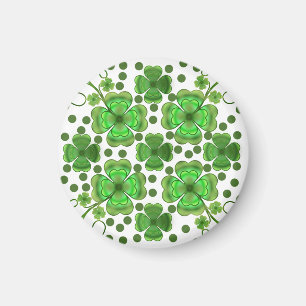 Custom Metallic Green Clover & Swirl Pattern Magnet