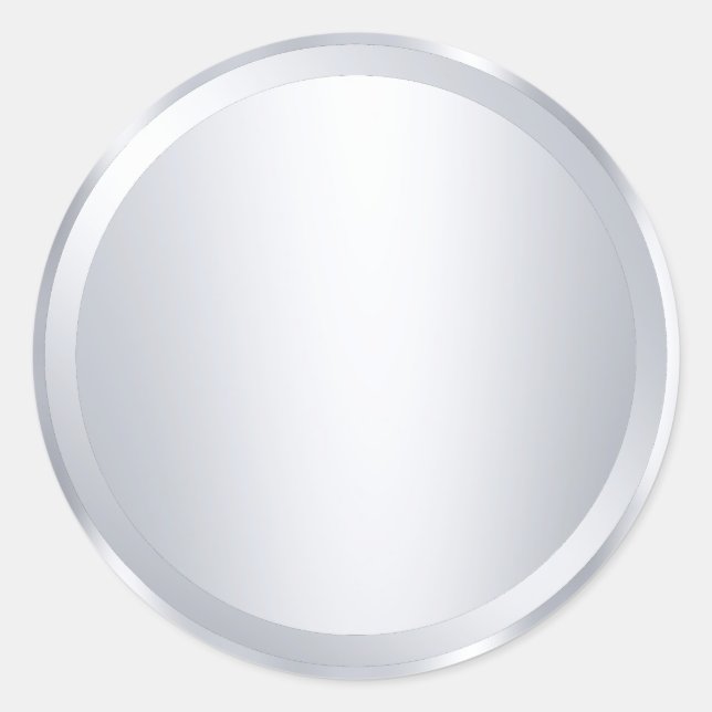 Custom Metallic Silver Look Blank Modern Template Classic Round Sticker (Front)