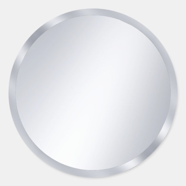 Custom Metallic Silver Look Blank Template Elegant Classic Round Sticker (Front)