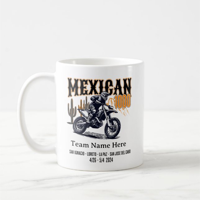 Custom Mexican 1000 Baja California Race Coffee Mug (Left)