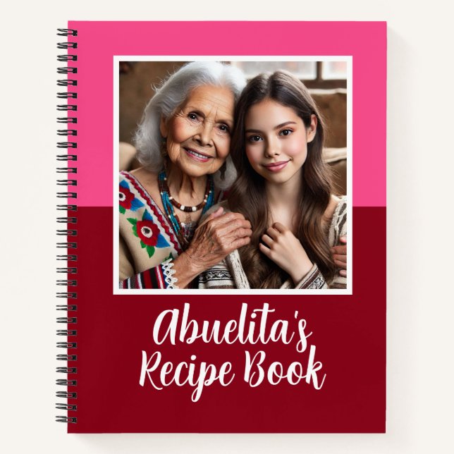 Custom Mexican Abuelita Family Photo Recipe Book (Front)