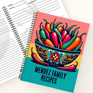 Custom Mexican Chile Pop Art Family Recipe Book