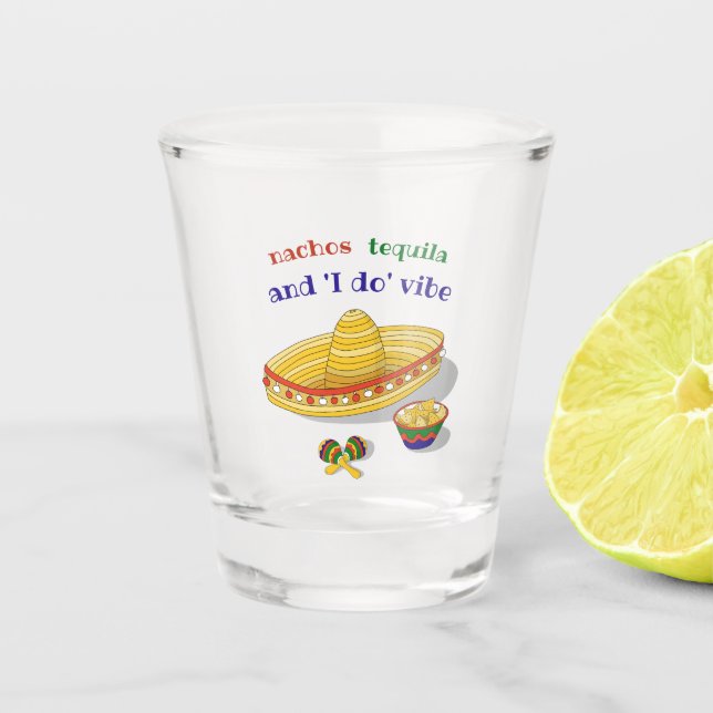 Custom Mexican Fiesta Bachelorette Party  Shot Glass (Front)