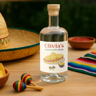 Custom Mexican Fiesta Bachelorette Party Teqiula Liquor Bottle Label