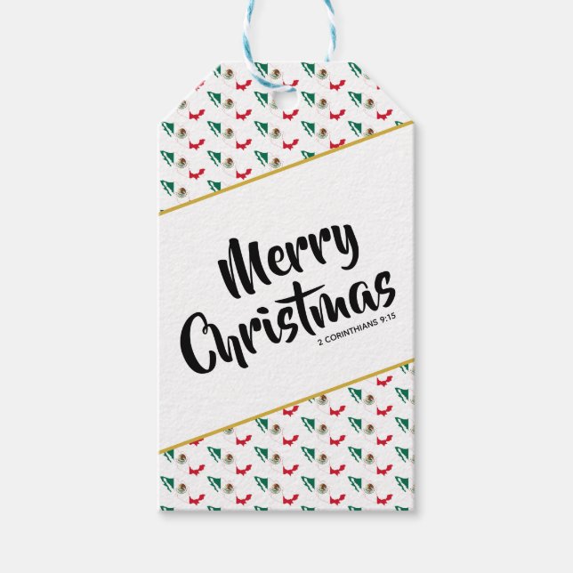 Custom MEXICO Flag Christmas Gift Tags (Front)