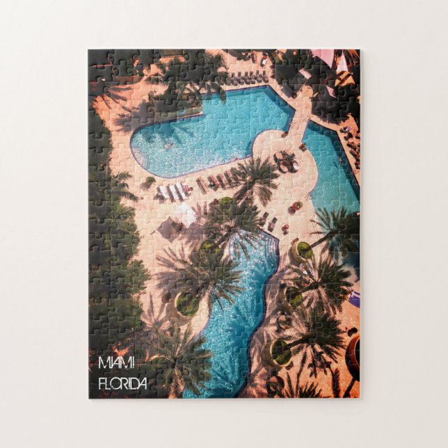 Custom Miami Beach FL Good Vibes and Palms Adults Jigsaw Puzzle (Vertical)