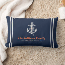 Custom Miami Coral Orange Blue Nautical Anchor