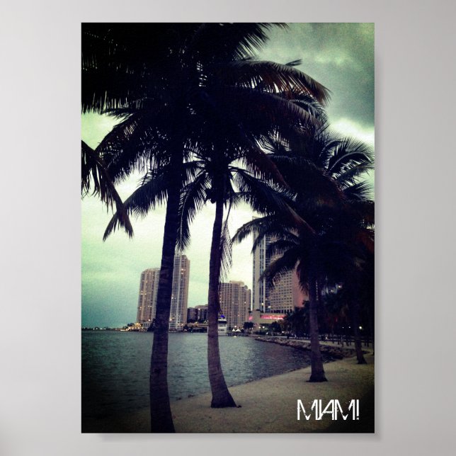 Custom Miami Florida Downtown and Harbour Travel Poster (Front)