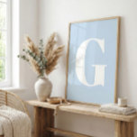 Custom Mid Century Retro Letter Initial Icy Blue Poster<br><div class="desc">Transform your space with a touch of mid-century charm! This customizable retro letter art print in cool white and icy glacier blue is the perfect way to add a pop of color and personalized flair to your home. Whether you're designing a trendy gallery wall, decorating a bedroom, or searching for...</div>