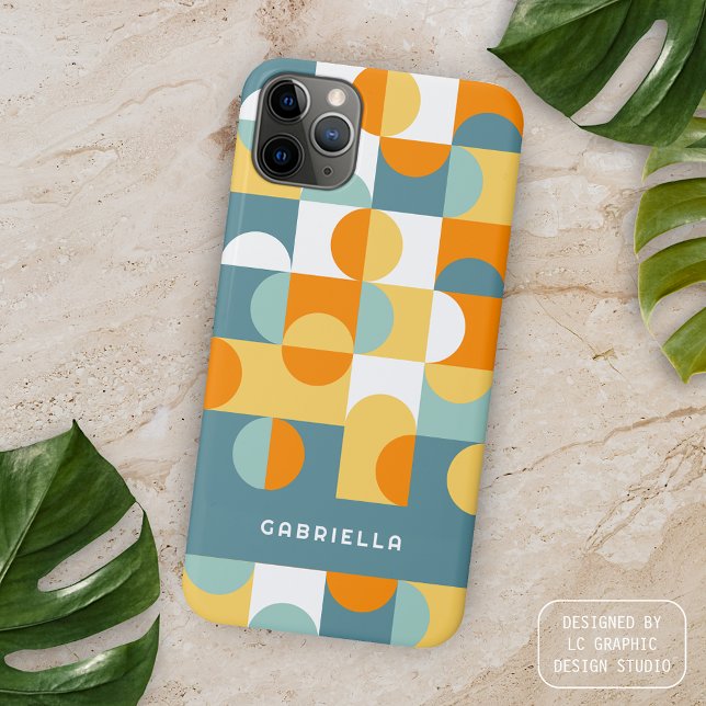 Custom Midcentury Retro Circles Art Pattern iPhone Case (Creator Uploaded)