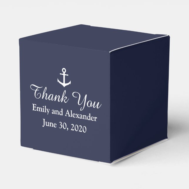 Custom Midnight Blue and White Nautical Wedding Favour Box (Back Side)
