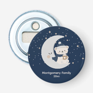 Custom Midnight Christmas Navy, Silver & Gold Bottle Opener