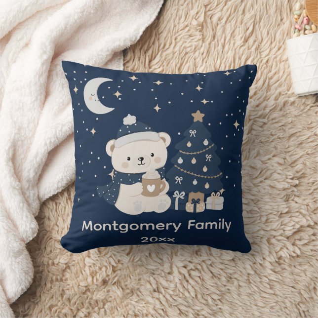 Custom Midnight Christmas | Navy, Silver & Gold  Cushion (Blanket)