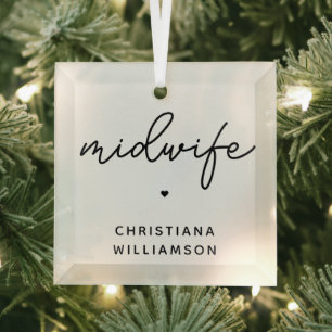 Custom Midwife Appreciation Midwifery Gifts Glass Tree Decoration