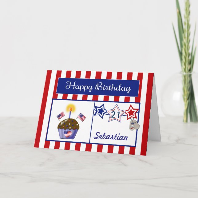Custom Military Birthday Card - Add Name & Age (Front)