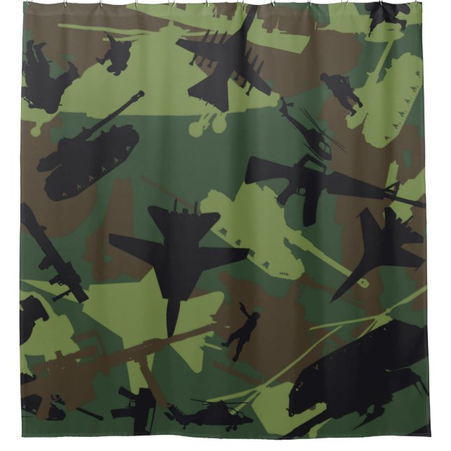 Custom Military Style Camouflage Pattern Shower Curtain (Front)