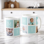 Custom Mimi Grandmother 5 Photo Collage Coffee Mug<br><div class="desc">Create a sweet keepsake for grandma with this simple design that features five of your favorite Instagram photos, arranged in a collage layout with alternating squares in pastel mint green, spelling out "Mimi" with a heart in the last square. Personalize with favorite photos of her grandchildren for a treasured gift...</div>