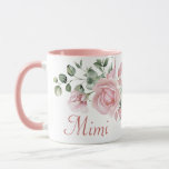 Custom Mimi Pink Roses Floral Personalised  Mug<br><div class="desc">Perfect gift for Mimi's with a beautiful pastel pink roses design on front and back.

Customise one side with 'Mimi' or another mum-type title,  and the other side with 4-5 kids names.</div>