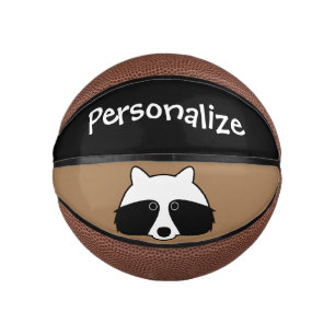 Custom mini basketball with small racoon logo