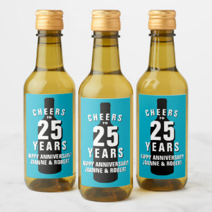 Custom Mini Wine Bottle Label for 25th Anniversary