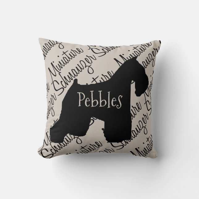 Custom Miniature Schnauzer Dog Silhouette Cushion (Front)