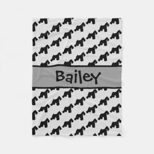 Custom Miniature Schnauzer Dog Silhouette Fleece Blanket