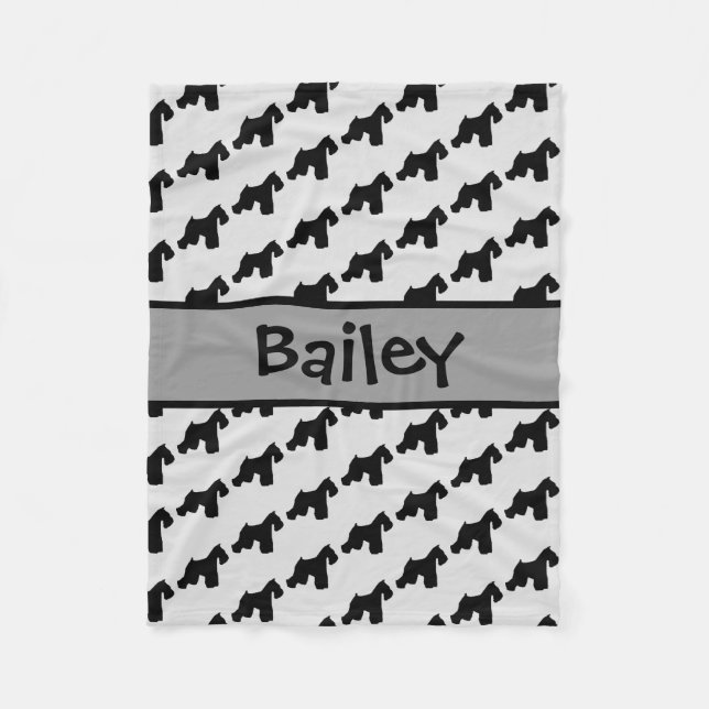 Custom Miniature Schnauzer Dog Silhouette Fleece Blanket (Front)