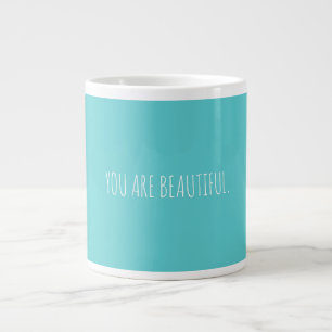Custom Minimal Aqua You Are Beautiful    Large Coffee Mug